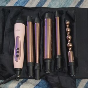 L'ange Pink and Black Curling Wand Set